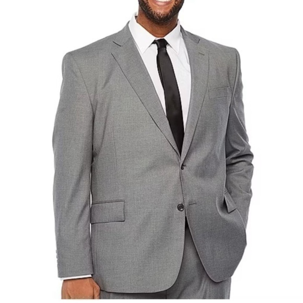 JF J.Ferrar Slim Fit Men Blazer Suit Jacket Size 40L Gray